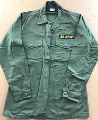 Shirt Long Sleeve Olive Green Vietnam Era Sateen Utility Shirt OG107 U.S.Army Patch (size) 15 1/2 x 33 Shirt - size 15 1/2 x 33